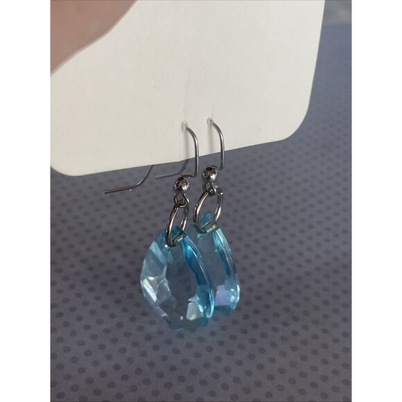 Unbranded Jewelry - Aqua Blue Teardrop Crystal Dangle Earrings Hook Earrings Lightweight
